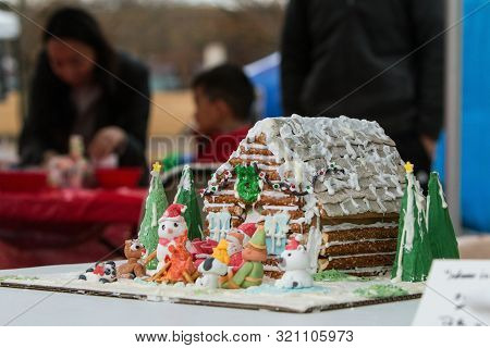Suwanee, Ga / Usa - December 15:  A Creative Gingerbread House Made By A Contestant Sits On Display 
