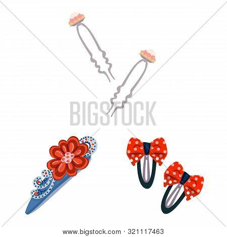 Isolated Object Of Barrette And Hair Icon. Collection Of Barrette And Accessories Stock Vector Illus