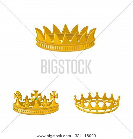 Isolated Object Of Monarchy And Gold Logo. Set Of Monarchy And Heraldic Stock Vector Illustration.