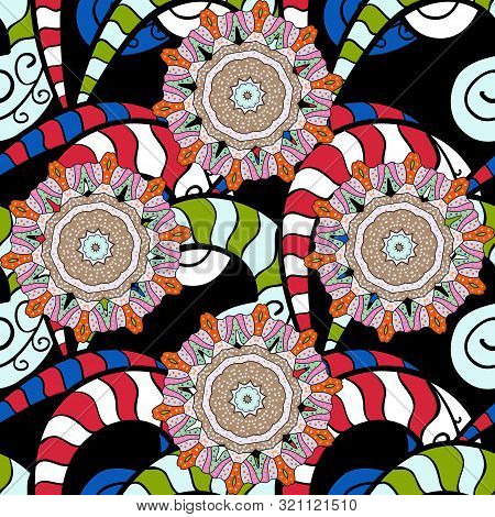 Doodles On Gray, Neutral And Black Colors. Watercolor, Hand Drawn. Seamless Pattern Background. - St