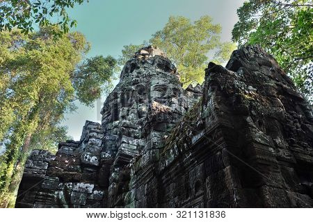 The Medieval Khmer Temple Of Banteay Kdei. Architectural Attraction. The Ancient Building.