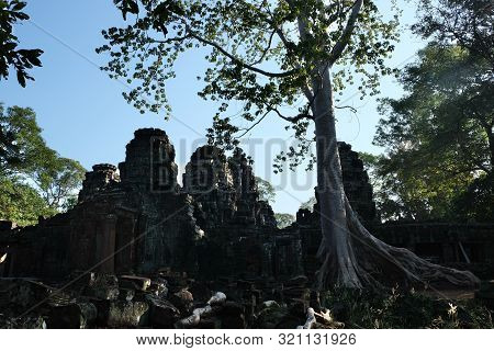 The Medieval Khmer Temple Of Banteay Kdei. Architectural Attraction. The Ancient Building.