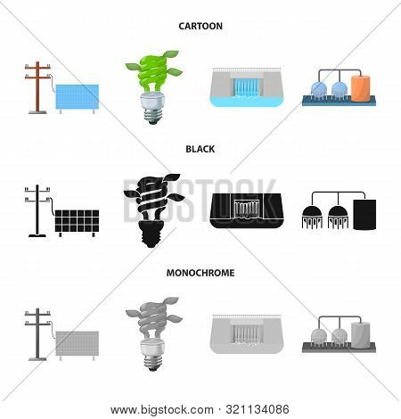 Vector Design Of Technology And Organic Symbol. Set Of Technology And Alternative Stock Symbol For W