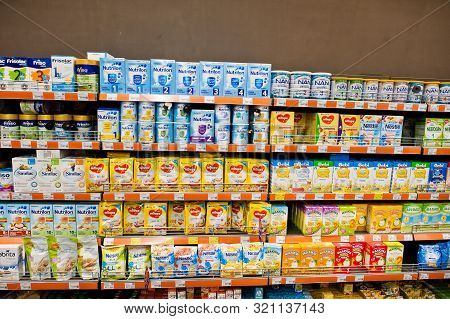 Kiev, Ukraine - September 4, 2019: Silpo Supermarket. Infant Formula On The Shelf Of Store.