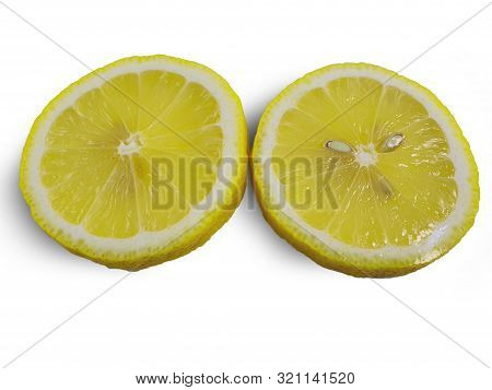 Two Lemon Slice, Isolated On A White Background