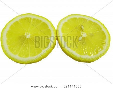 Fresh Lemon Slices Isolated On White Background With Clipping Path