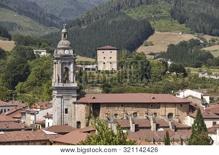 Basque Country Village Of Onati, San Miguel Church. Tourism Spain