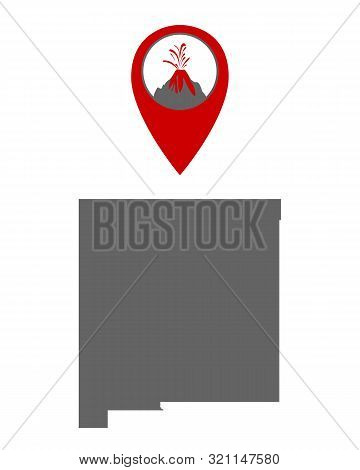 Detailed And Accurate Illustration Of Map Of New Mexico With Volcano Locator