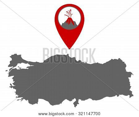 Detailed And Accurate Illustration Of Map Of Turkey With Volcano Locator