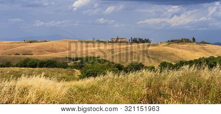 Summer Landscape Along The Road From Gambassi Terme To Volterra, Tuscany, Italy