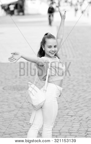 Happy Day. Enjoy Being Teen. Weekend Walk. Girl Carefree Child. Only Fun On My Mind. Kid Long Hair E