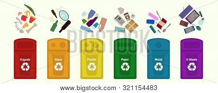 Garbage Waste Sorting, Disposal,  Management, Recycling Vector Illustration / Guide. Vector Illustra