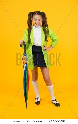 Going To School. Water Resistant Clothes. Protected Concept. Rainproof Clothes. Autumn Accessory. Au