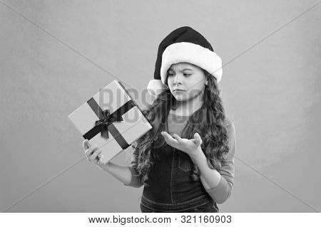 Present For Xmas. Childhood. New Year Party. Santa Claus Kid. Christmas Shopping. Happy Winter Holid