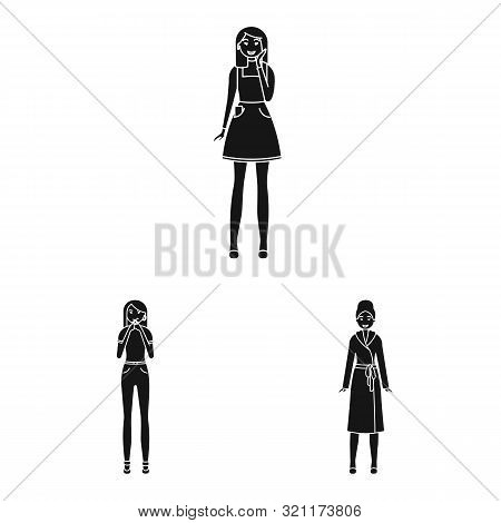 Vector Design Of Emotions And Female Sign. Set Of Emotions And Body Stock Vector Illustration.