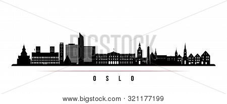 Oslo City Skyline Horizontal Banner. Black And White Silhouette Of Oslo City, Norway. Vector Templat