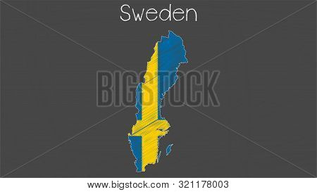 Sweden Map Flag Chalkboard Style Vector Illustration.