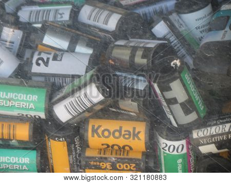 Kaunas, Lithuania - Circa April 2017: Fujifilm And Kodak Films On Display For Sale