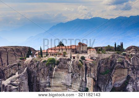 Monastery Of The Holy Trinity On Cliff. Greek Destinations. The Meteora Monasteries, Greece Kalambak
