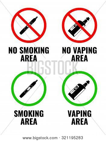 No Vaping, No Smoking. Vaping Is Allowed And Smoking Is Allowed. Vector Illustration Eps10.