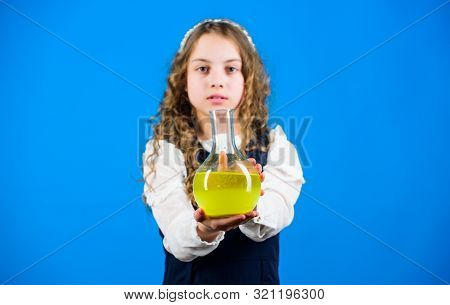 Education And Knowledge. Future. Back To School. Child Study Bilogy Lesson. Small Girl Scientist Wit