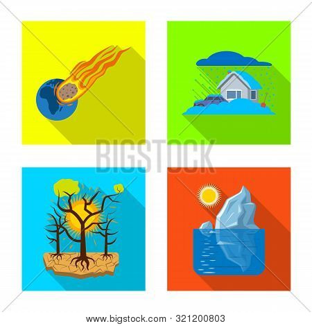 Vector Illustration Of Natural And Disaster Logo. Set Of Natural And Risk Stock Symbol For Web.