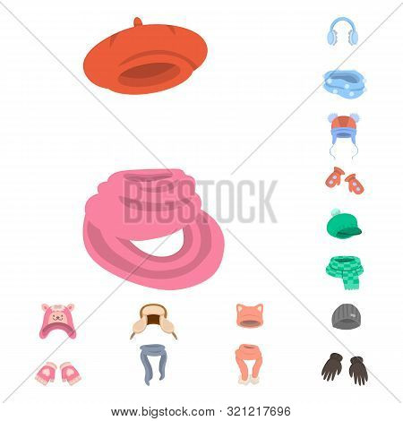 Vector Illustration Of Headwear And Fashion Icon. Collection Of Headwear And Cold Stock Vector Illus