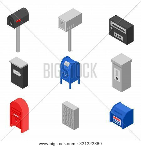Mailbox Icons Set. Isometric Set Of Mailbox Vector Icons For Web Design Isolated On White Background