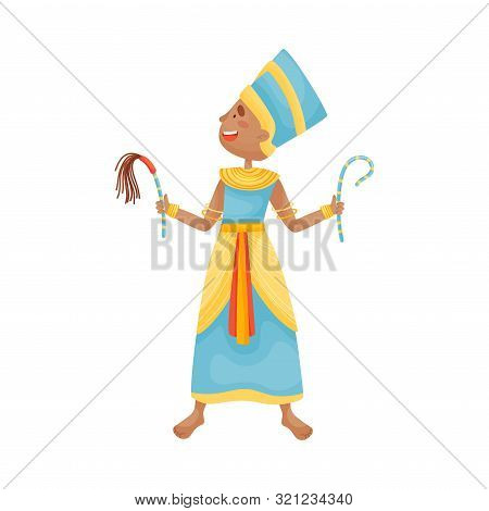 Woman In A Traditional Dress Of The Pharaoh. Vector Illustration On A White Background.