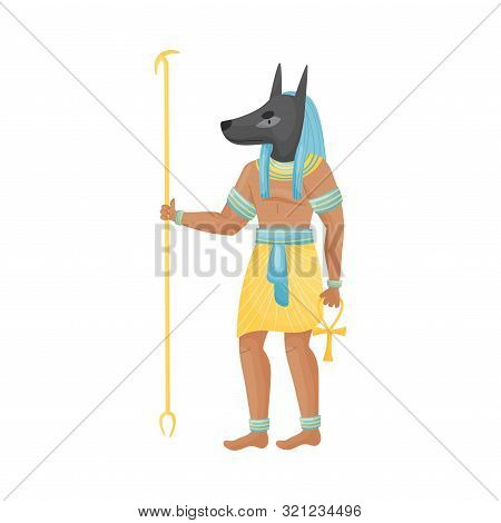 Man With The Head Of A Wolf. Vector Illustration On A White Background.