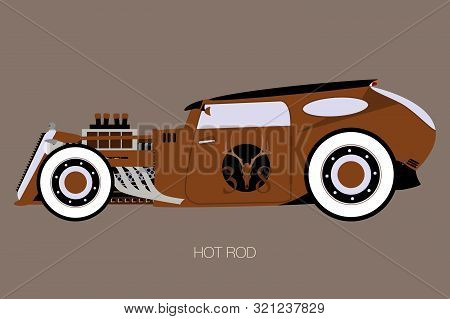 Rusty Rat Rod Car, Side View Of Car, Automobile, Motor Vehicle