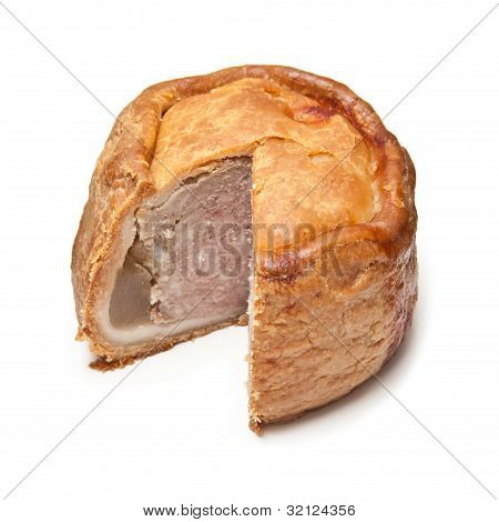 Melton Mowbray koláč izolovaných na bílém Studio pozadí.