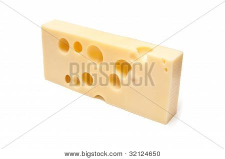 Emmentaler schweizerost isoleret på en hvid studiet baggrunden.