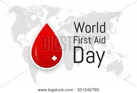 World First Aid Day Concept. Vector Illustration With World Map