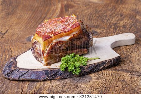 Grilled Frankonian Schaeufele With Parsley On Wood