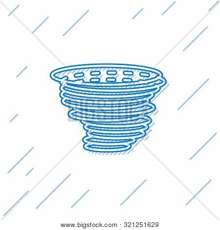 Blue Line Tornado Icon Isolated On White Background. Cyclone, Whirlwind, Storm Funnel, Hurricane Win
