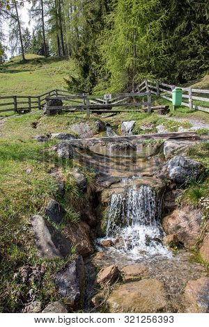 Panorama Of Untouched Landscapes In The Austrian Alps With River, Streams And Waterfalls