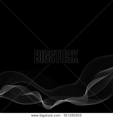 Vector Illustration Of Shiny Curved Lines With Sparkles Isolated On Transparent Background. Bright W