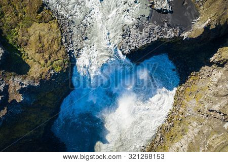 Fantastic View Of Canyon And Waterfall Hafragilsfoss. Location: Vatnajokull National Park, River Jok