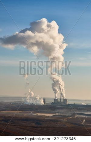 Power plant polluting the atmosphere in Visonta, Matra, Hungary