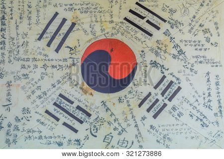 Korean Flag With Signatures