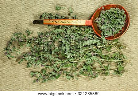 Mint, Spearmint. Dry Herbs For Use In Alternative Medicine, Phytotherapy, Spa, Herbal Cosmetics. Pre
