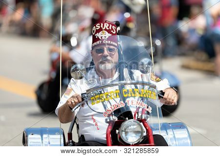 Buckhannon, West Virginia, Usa - May 18, 2019: Strawberry Festival, Member Of The Osiris Temple, Rid
