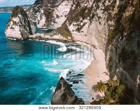 Aerial View Of Landscape With Daimond  Beach, Nusa Penida Island Bali ,indonesia
