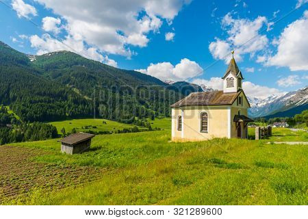 Small saint Anthony Chapel near Alpine town Trins - not far from Brenner pass - in Austria.