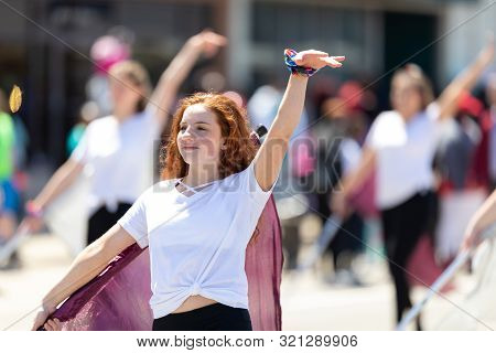 Benton Harbor, Michigan, Usa - May 4, 2019: Blossomtime Festival Grand Floral Parade, Members Of The