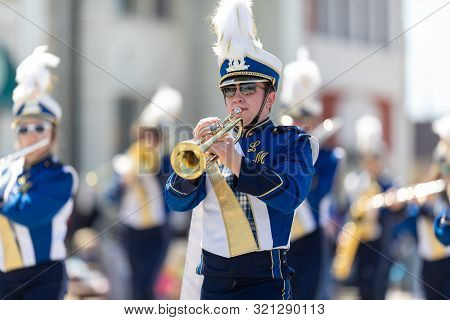 Benton Harbor, Michigan, Usa - May 4, 2019: Blossomtime Festival Grand Floral Parade, Members Of The