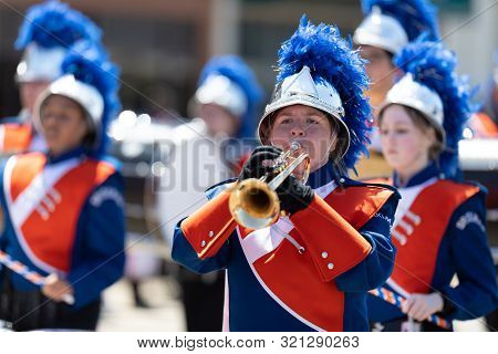 Benton Harbor, Michigan, Usa - May 4, 2019: Blossomtime Festival Grand Floral Parade, Members Of The