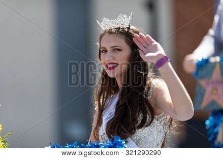 Benton Harbor, Michigan, Usa - May 4, 2019: Blossomtime Festival Grand Floral Parade, Float Carrying