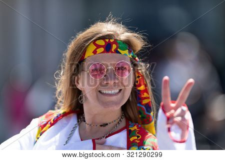Benton Harbor, Michigan, Usa - May 4, 2019: Blossomtime Festival Grand Floral Parade, Woman Dress Up